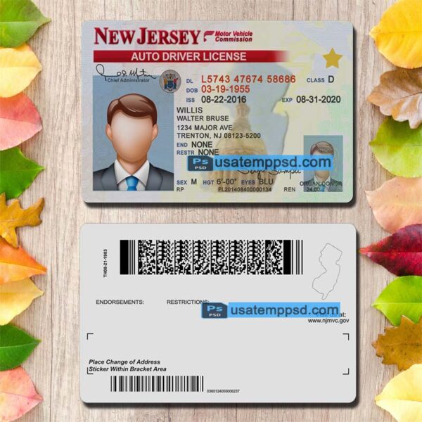 New Jersey Driving License Template PSD