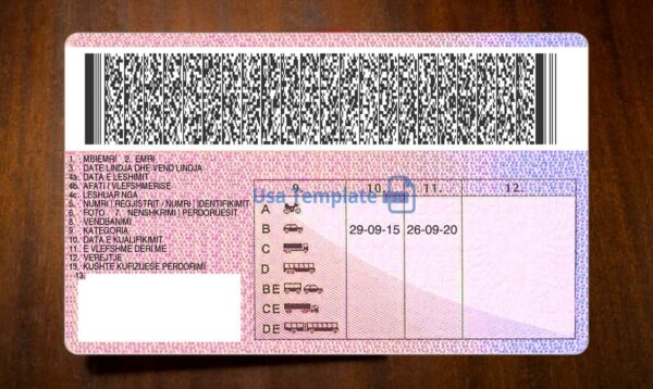 Albania Driving License Template PSD - Image 5