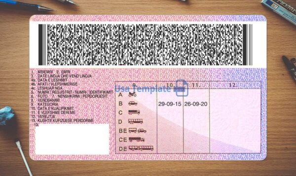 Albania Driving License Template PSD - Image 4