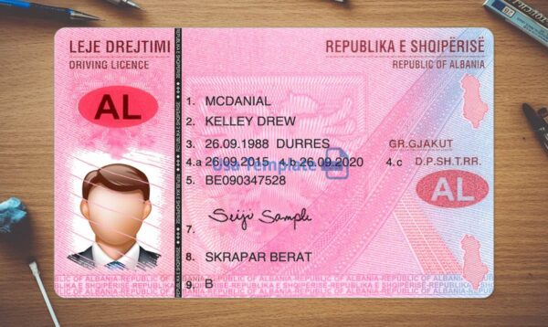 Albania Driving License Template PSD - Image 2
