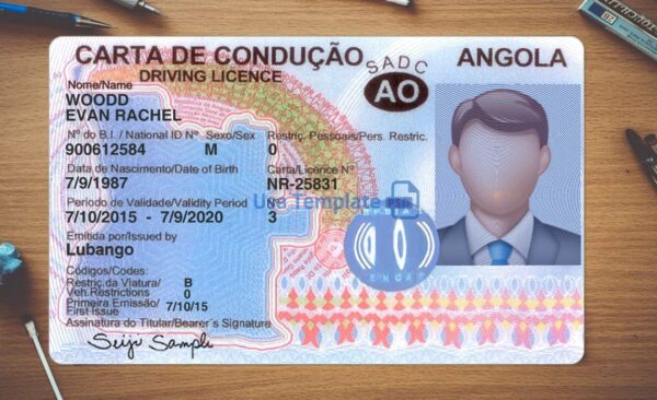 Angola Driving License Template PSD - Image 2