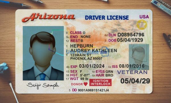Arizona Driving License Template PSD - Image 2
