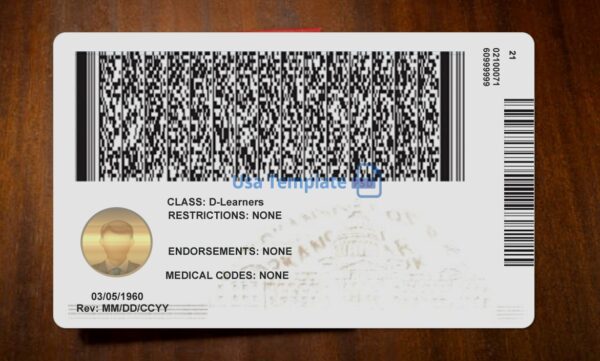 Arkansas Driving License Template PSD - Image 5