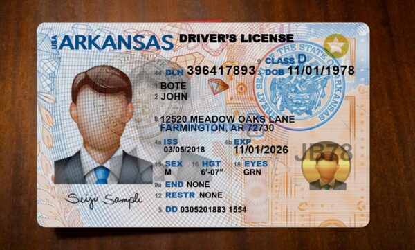 Arkansas Driving License Template PSD - Image 3