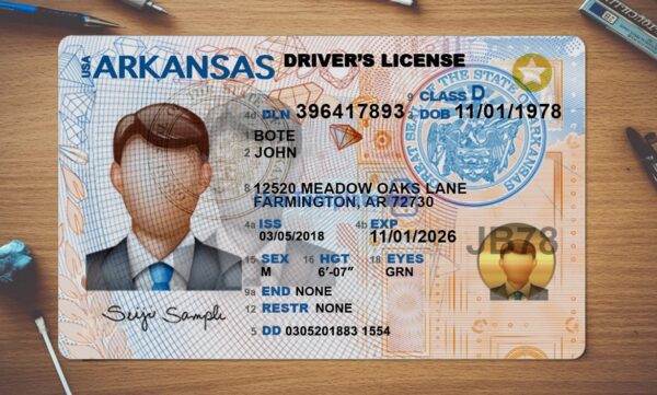 Arkansas Driving License Template PSD - Image 2