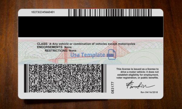 California Driving License Template PSD - Image 5