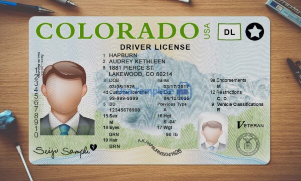 Colorado Driving License Template PSD - Image 2