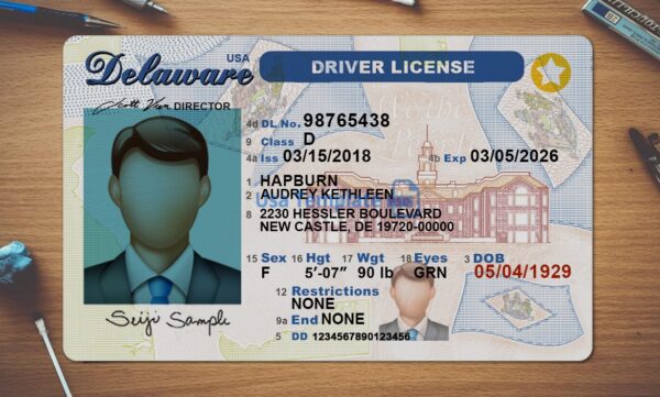 Delaware Driving License Template PSD - Image 2