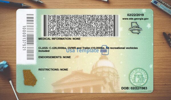 Georgia Driving License Template PSD - Image 4