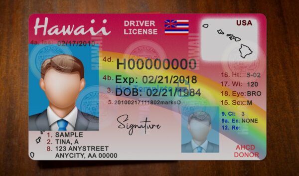 Hawaii Driving License Template PSD - Image 3