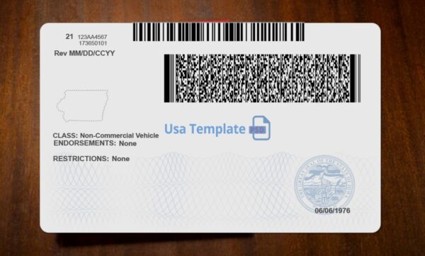 Iowa Driving License Template PSD - Image 5