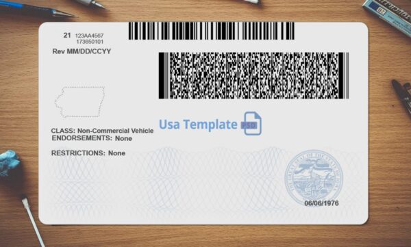 Iowa Driving License Template PSD - Image 4