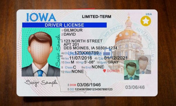 Iowa Driving License Template PSD - Image 3