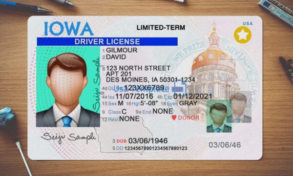 Iowa Driving License Template PSD - Image 2