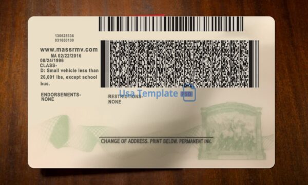 Massachusetts Driving License Template PSD - Image 4