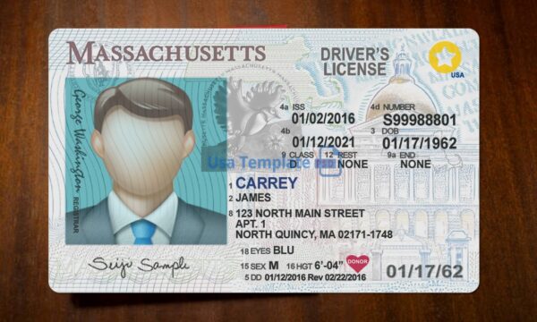 Massachusetts Driving License Template PSD - Image 2