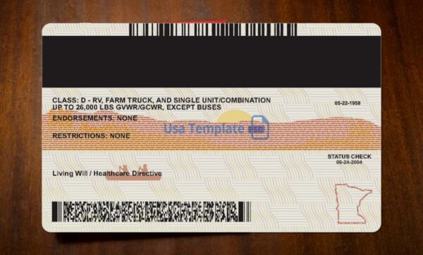 Minnesota Driving License Template PSD - Image 5