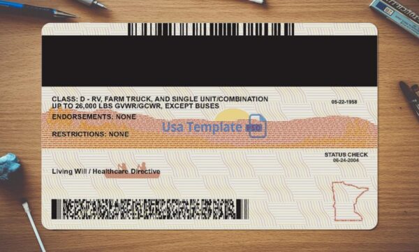 Minnesota Driving License Template PSD - Image 4