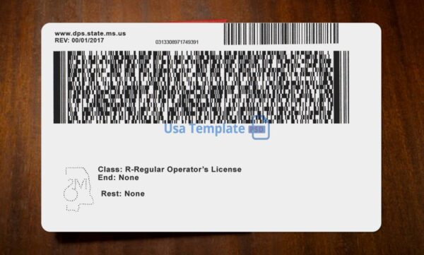 Mississippi Driving License Template PSD - Image 5