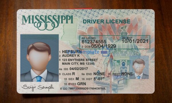 Mississippi Driving License Template PSD - Image 3