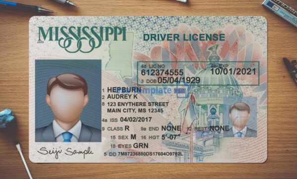 Mississippi Driving License Template PSD - Image 2