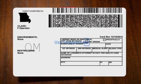 Missouri Driving License Template PSD - Image 5