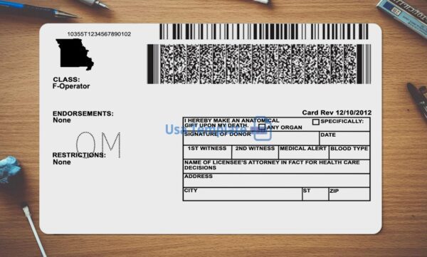 Missouri Driving License Template PSD - Image 4