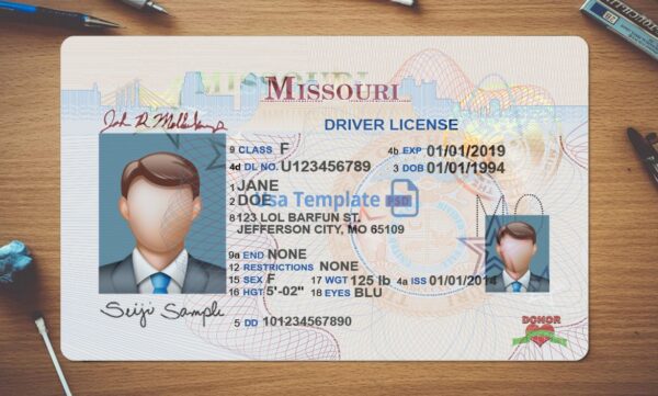 Missouri Driving License Template PSD - Image 2