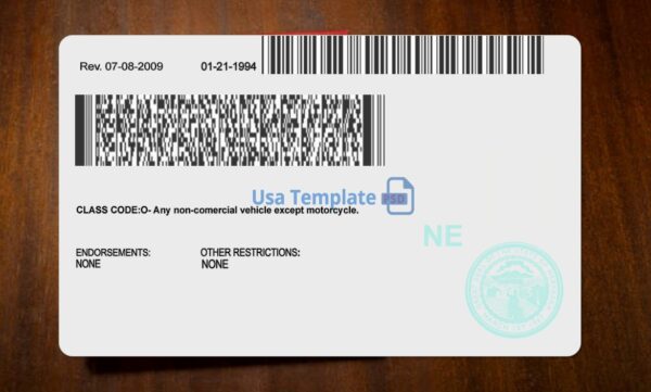 Nebraska Driving License Template PSD - Image 5