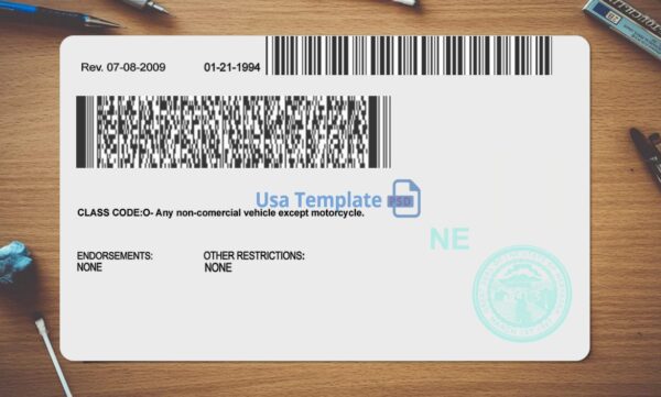 Nebraska Driving License Template PSD - Image 4