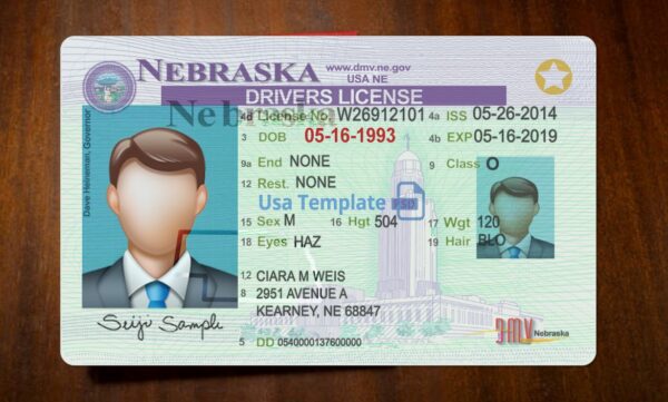 Nebraska Driving License Template PSD - Image 3
