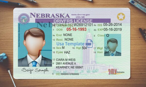 Nebraska Driving License Template PSD - Image 2