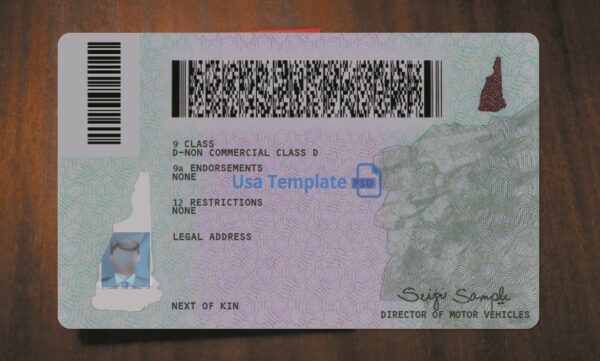 New Hampshire Driving License Template PSD - Image 5