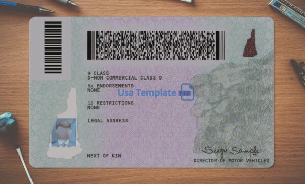 New Hampshire Driving License Template PSD - Image 4