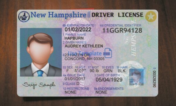 New Hampshire Driving License Template PSD - Image 3