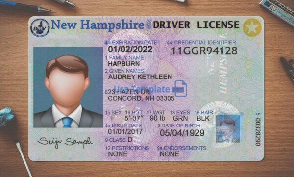 New Hampshire Driving License Template PSD - Image 2
