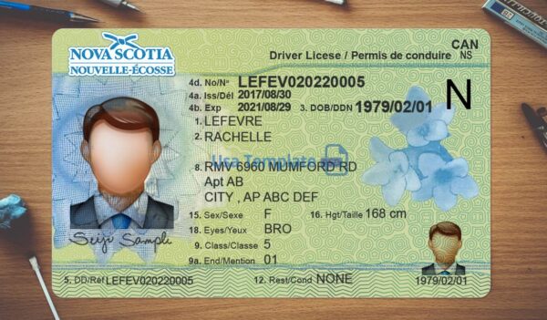 Nova Scotia Driving License Template PSD - Image 2