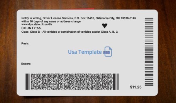 Oklahoma Driving License Template PSD - Image 5