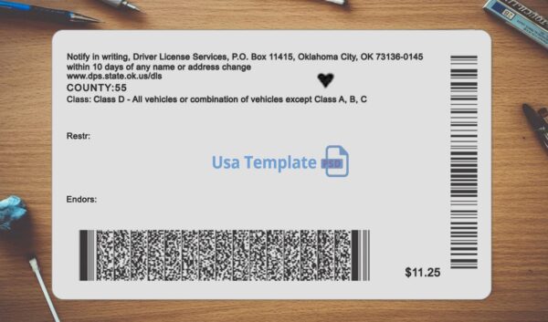 Oklahoma Driving License Template PSD - Image 4