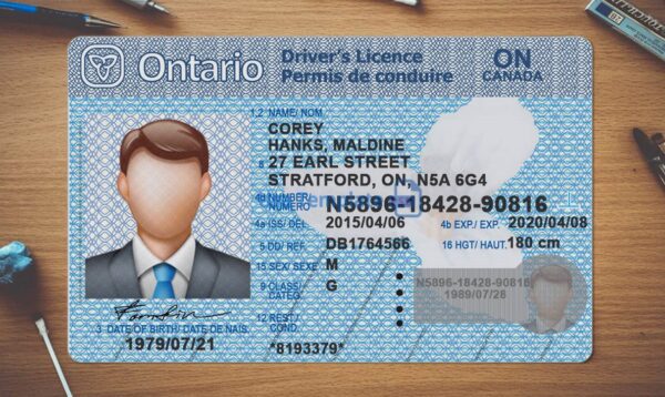 Ontario Driving License Template PSD - Image 2