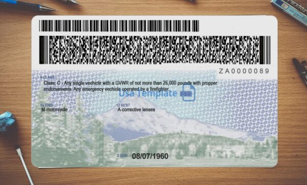 Oregon Driving License Template PSD - Image 4