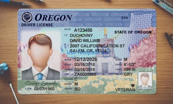 Oregon Driving License Template PSD - Image 2