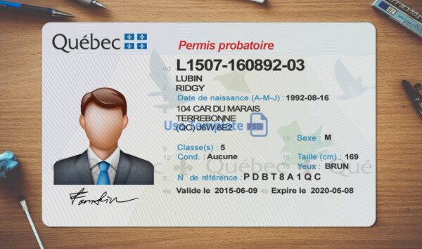 Quebec Driving License Template PSD - Image 2