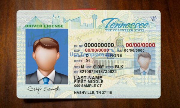 Tennessee Driving License Template PSD - Image 3