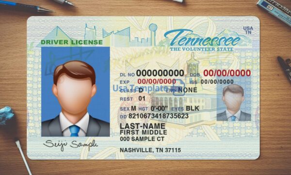 Tennessee Driving License Template PSD - Image 2