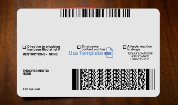 Texas Driving License Template PSD - Image 5