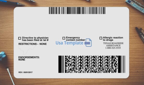 Texas Driving License Template PSD - Image 4