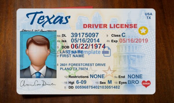 Texas Driving License Template PSD - Image 3