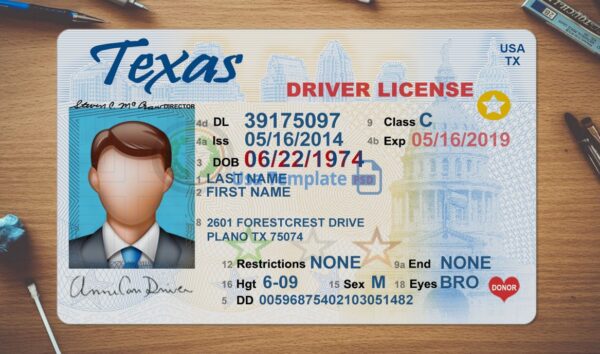 Texas Driving License Template PSD - Image 2