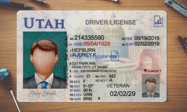 Utah Driving License Template PSD - Image 2